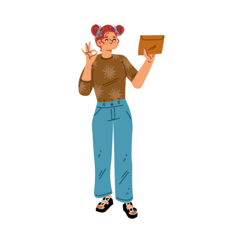 Dibujo de mujer alegre entregando correo (1)